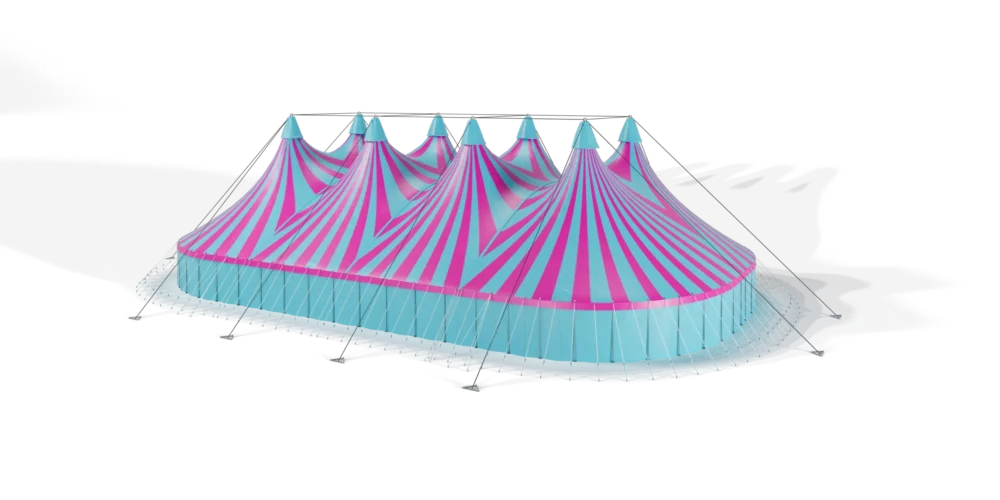 TopTents - BigTop - 36m PinkCalypso Blue Pink